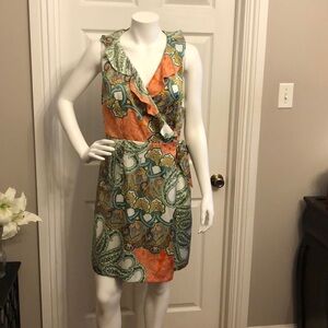 Tommy Hilfiger wrap around sleeveless v neck dress size L colorful summer beach